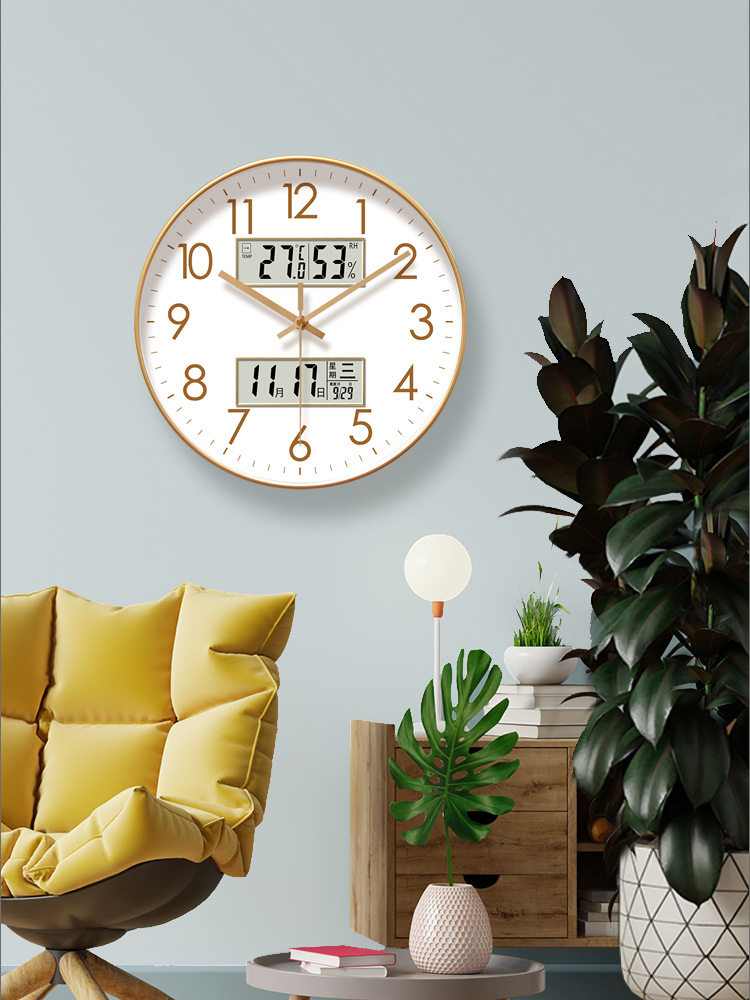 易普拉6514钟表挂钟静音扫秒钟客厅家用简约钟表挂墙石英钟挂表详情27