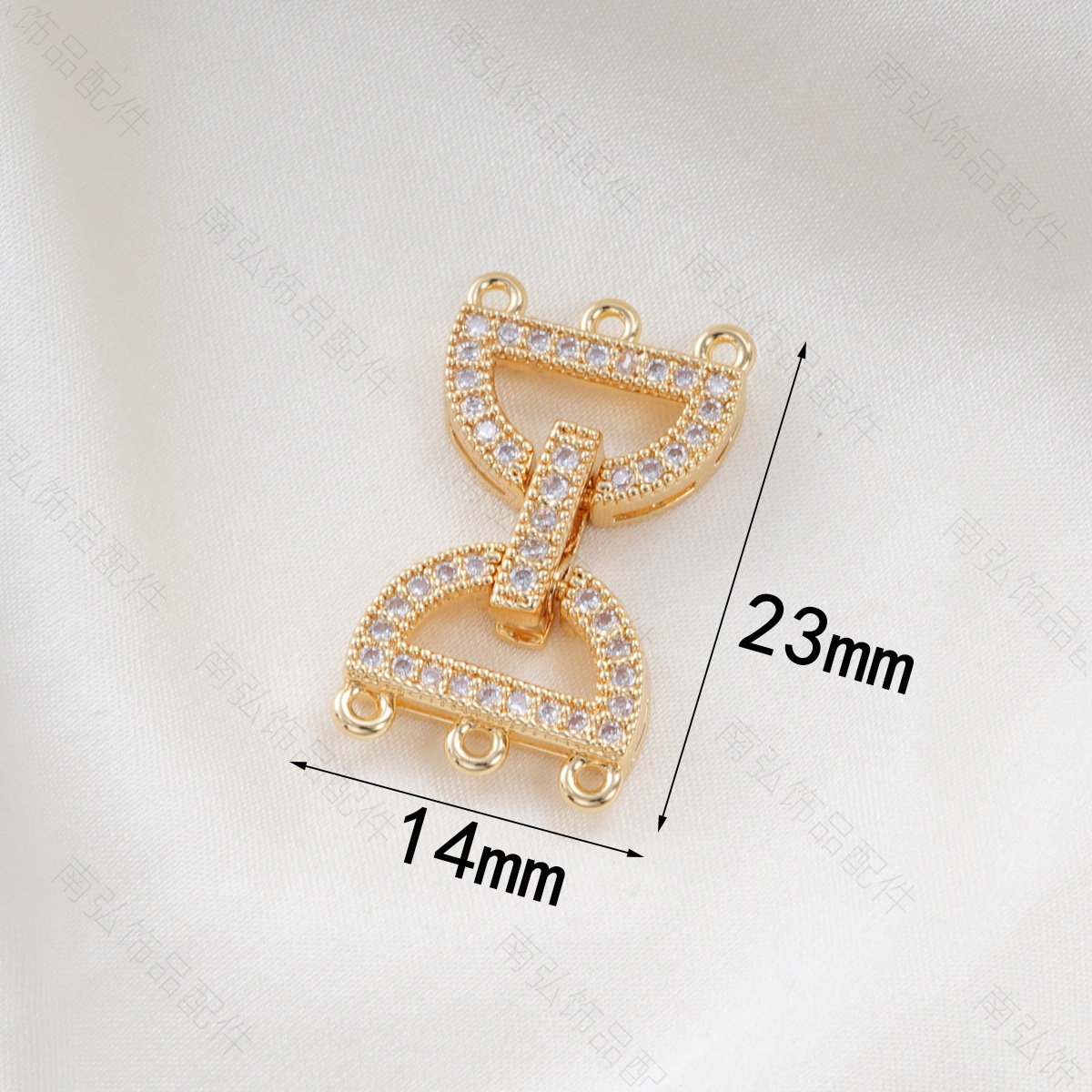 Copper plated with real gold for color retention, fully set with zirconium lock-shaped OT buckle, pearl connecting buckle, bracelet, necklace buckle, DIY accessory pic 4