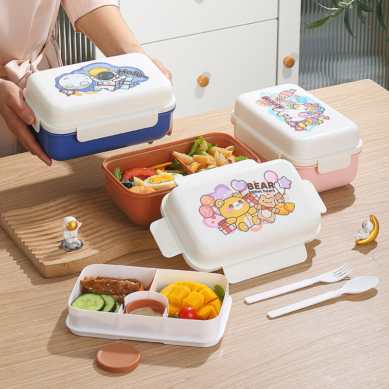 Nordic InS-style modern sealed lunch box, student dormitory bento box with lid, multi-functional compartments bowl with fork and spoon pic 11