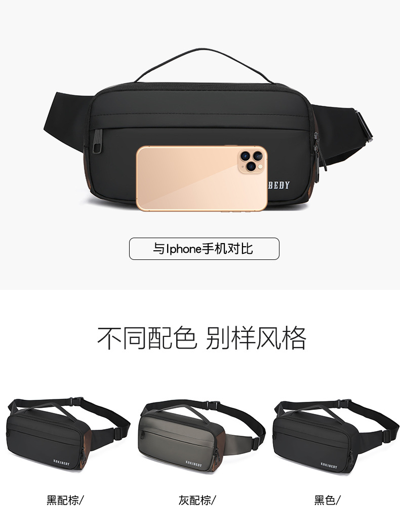 跨境腰包多功能通勤旅行手机胸包户外运动骑行斜挎包时尚胸前包详情13