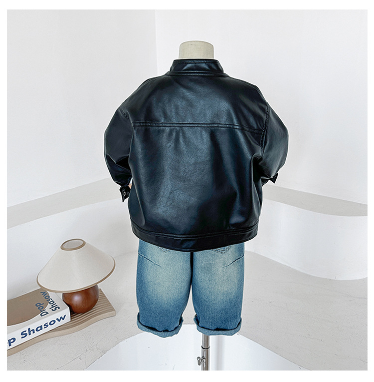 风之谷2024秋季新款童装儿童复古百搭立领夹克男女童帅气皮衣外套详情18