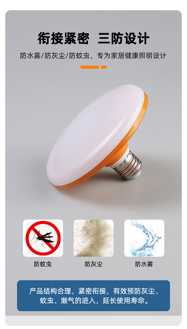厂家批发led飞碟灯泡家用护眼节能灯E27螺口三防大功率超亮照明灯详情10