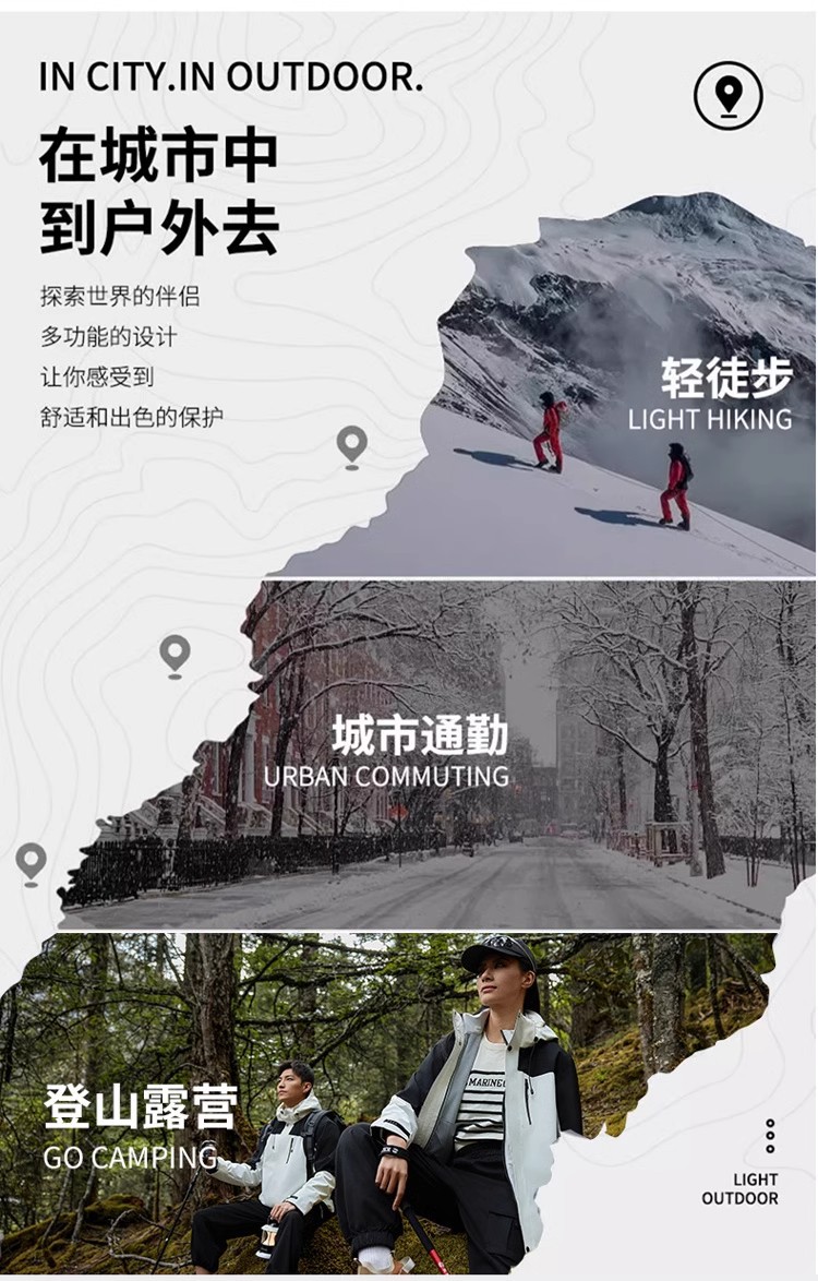 冲锋衣男三合一外套女户外加厚防风防水徒步登山服团建定制印logo详情8