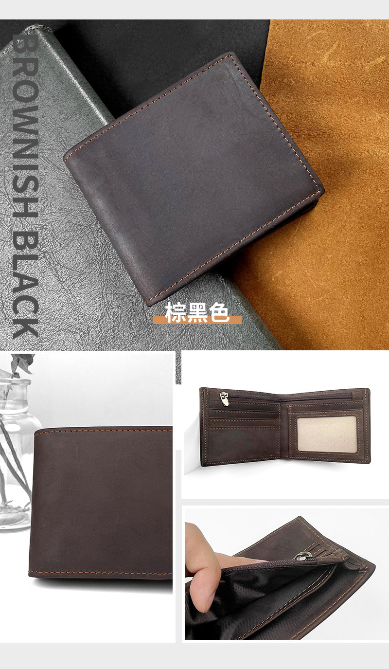 厂家定制真皮钱包大容量牛皮钱夹RFID防盗刷短款钱包男士激光LOGO详情14