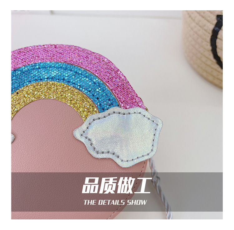 New PU small bag for girls, mini crossbody bag for toddlers and babies, cartoon and cute rainbow coin purse for girls pic 5