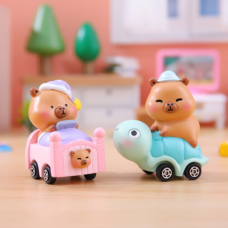 卡通潮玩忙忙碌碌的小水豚盲盒卡皮巴拉动物玩具车桌面小摆件批发详情41