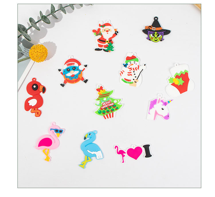 创意儿童diy卡通PVC软胶贴片玩具包包配件礼品批发独角兽圣诞贴片详情10