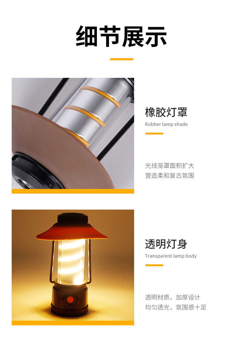 The new cross-border high-intensity charging atmosphere illumination street camping lamp, portable emergency outdoor camping lamp, and ultra-long battery life pic 15