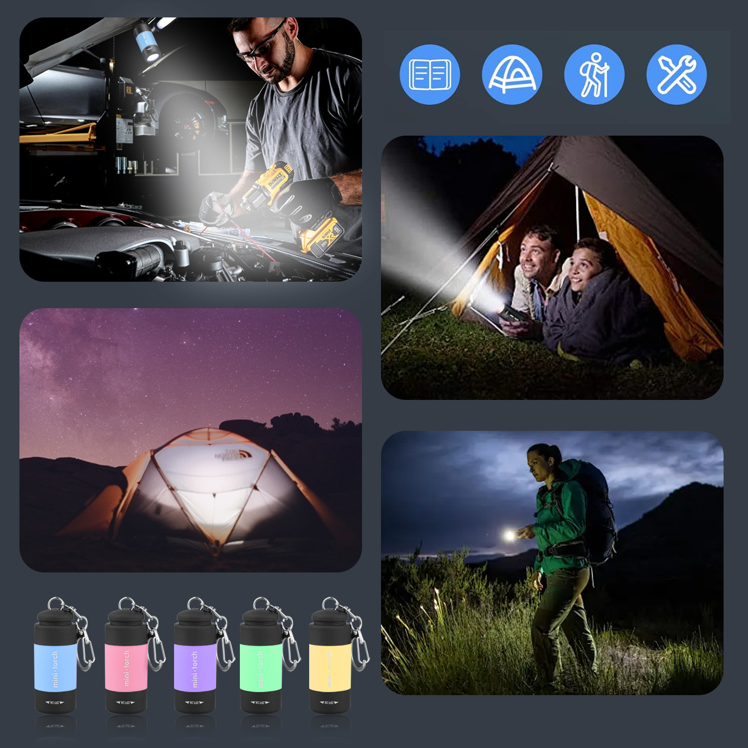 现货直批迷你手电筒USB充电led户外小钥匙扣灯便捷式塑料手电灯详情10