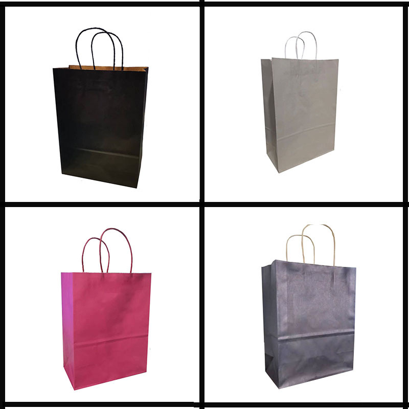 Wholesale and customized disposable colored kraft paper gift bags, takeout dessert packaging paper bags, clothing gift bags pic 6
