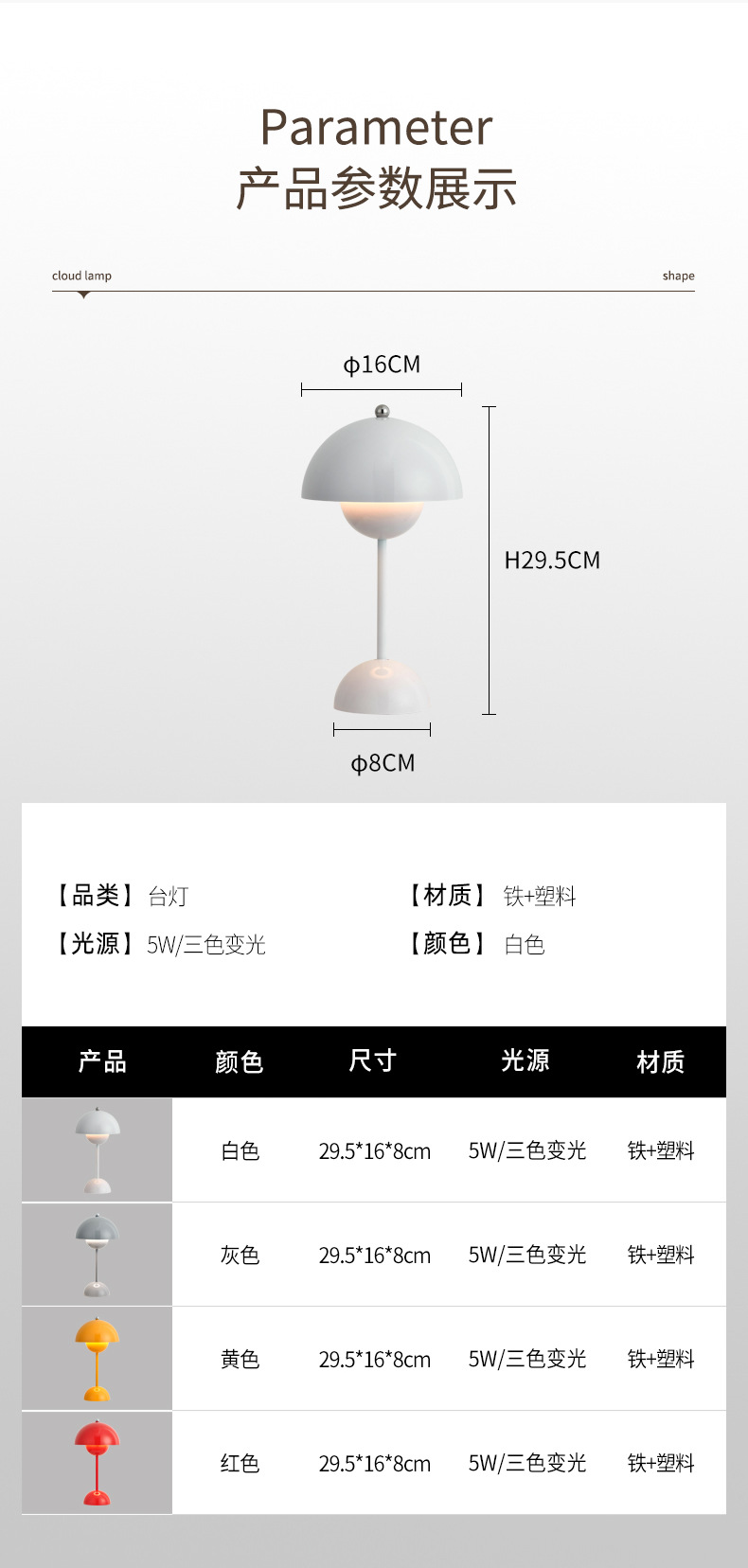 Transfronterizo de comercio electrónico recargable usb pequeña luz de noche nordic bráctea lámpara de mesa dormitorio lámpara de cabecera touch eye care lámpara de mesa de aprendizaje pic 14