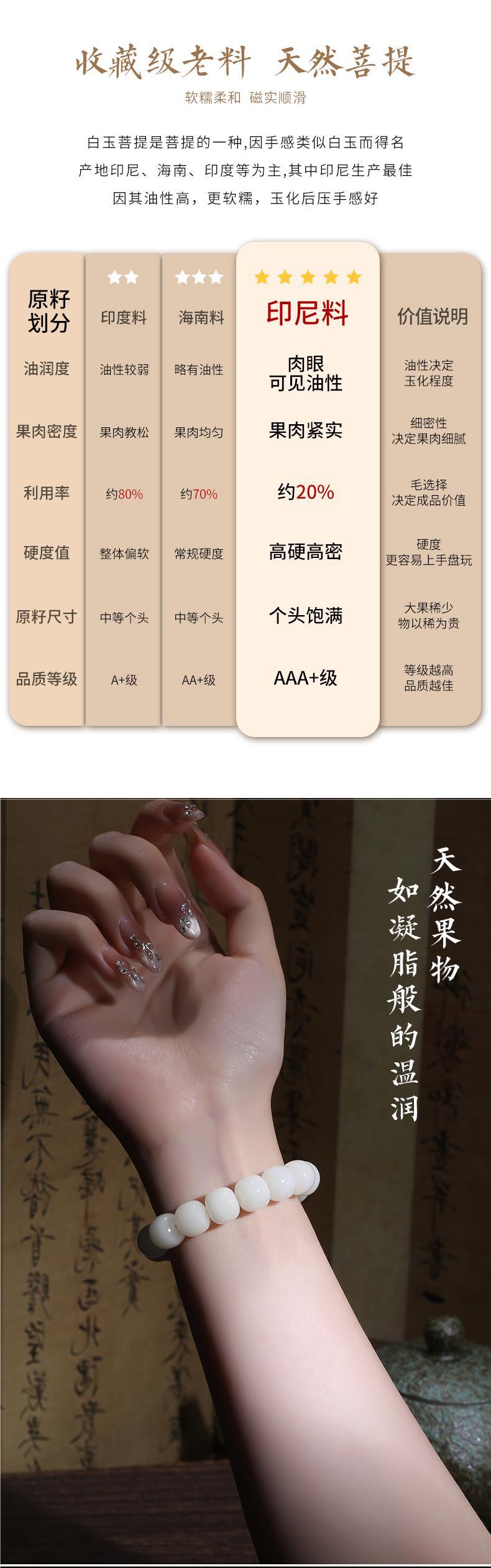 正宗白玉菩提根手串女款真品盘玩绕指柔佛珠菩提子文玩静心串珠手详情6
