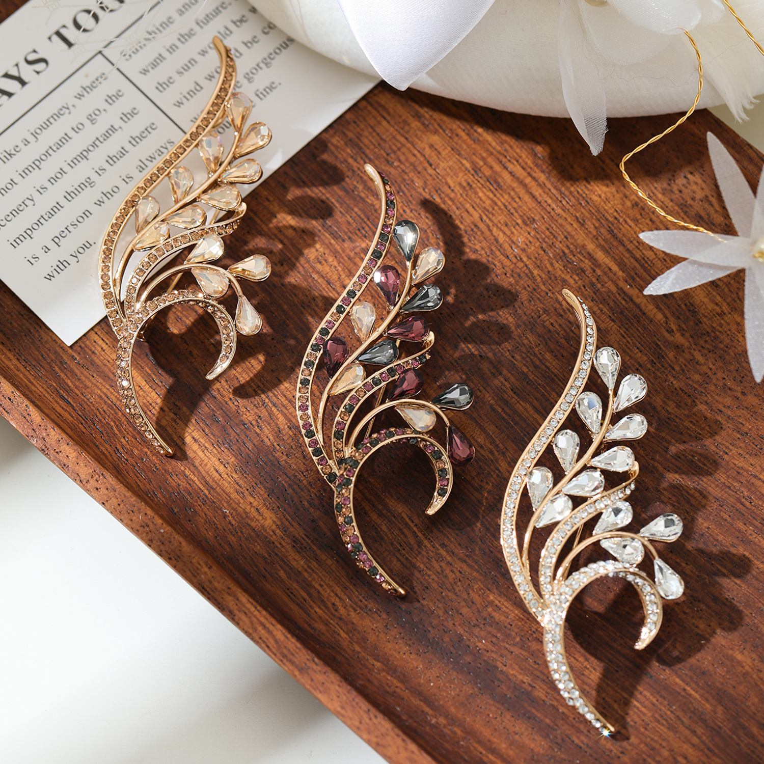 麦穗胸针优雅西装别针防走光胸花韩版水钻复古气质礼服外套领针详情2