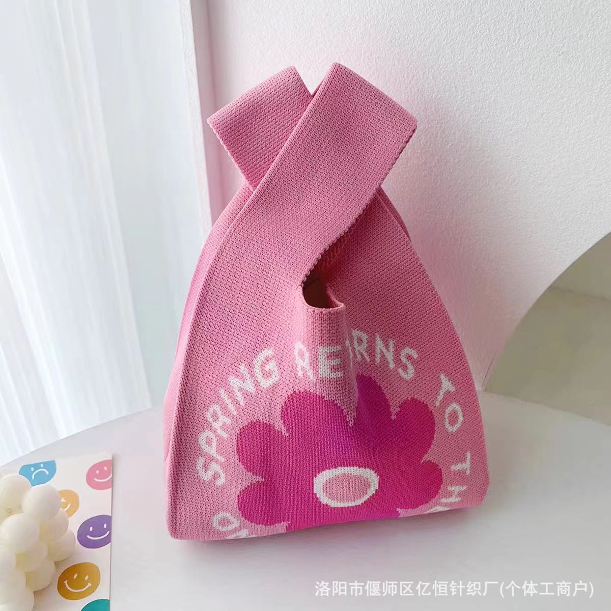 女士针织包多巴胺小包包手机包托特包针织包时尚卡通针织手提袋详情45