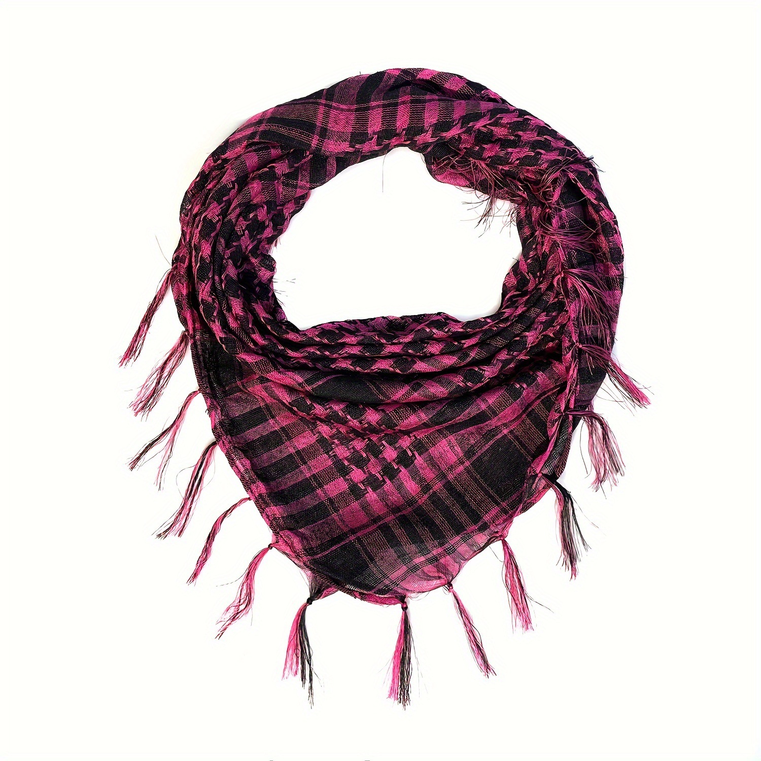 Cross-border best-selling desert tactical scarf, Arabian headscarf, black and white checkered square scarf, jacquard tassel scarf manufacturer pic 8