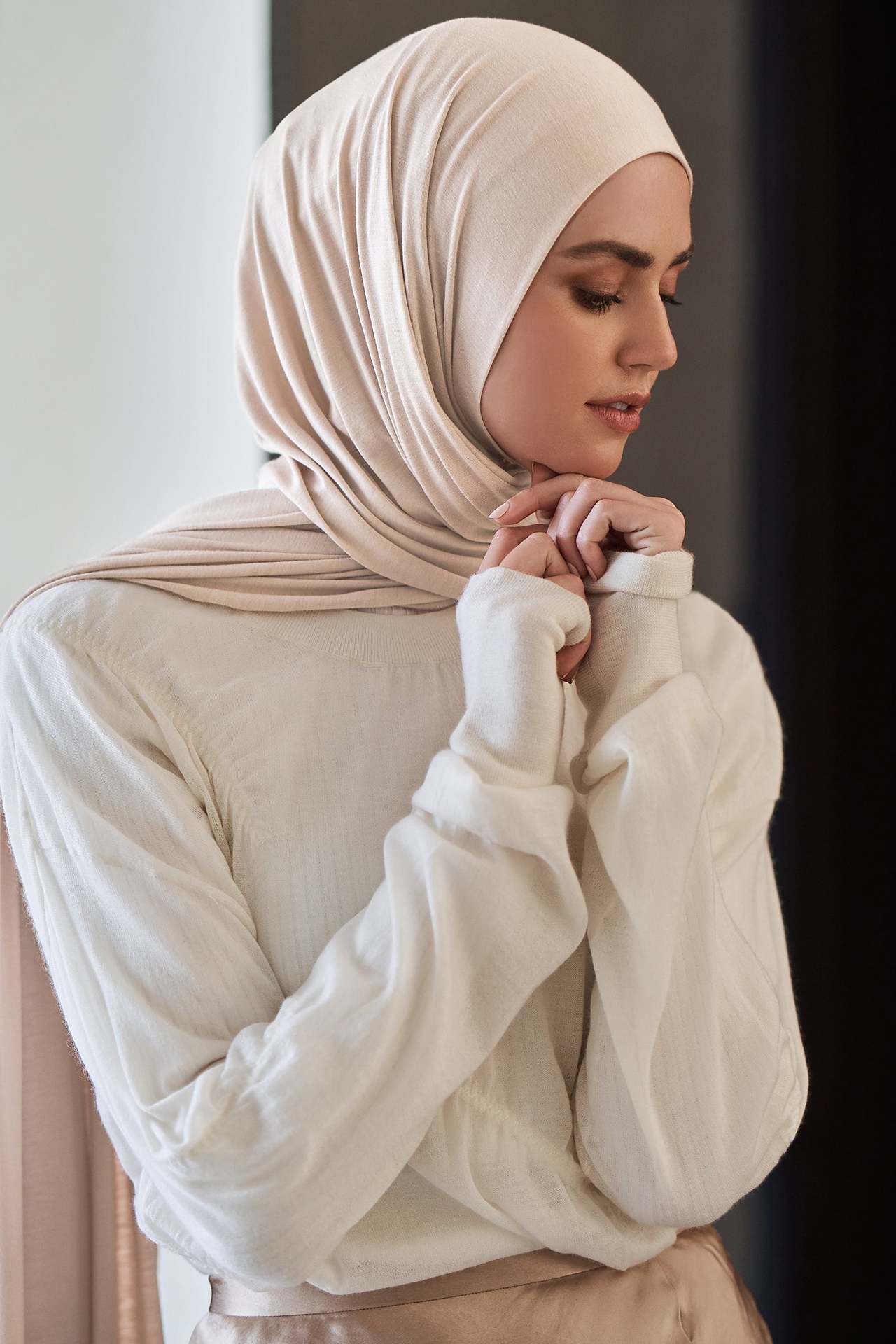 High-quality solid color modal rolled-up mercerized cotton scarves, shawls and headscarves for cross-border Middle East Jerseyscarf pic 13