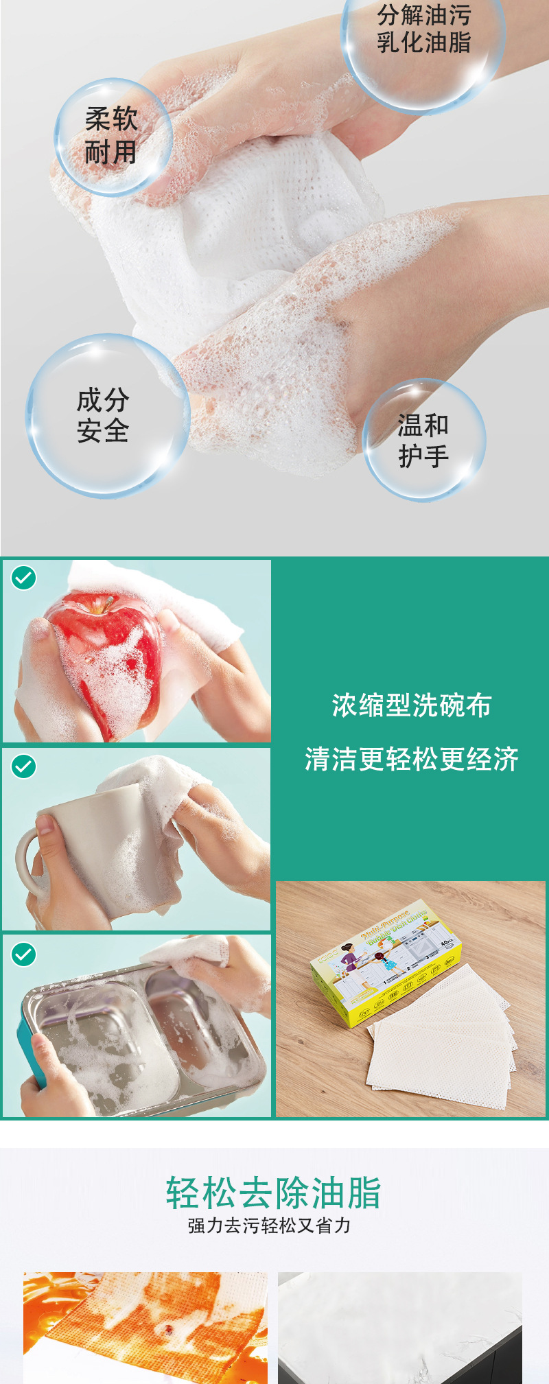 泡泡洗碗巾包装盒百洁布厨房抹布洗碗布棉质家用清洁用品详情4