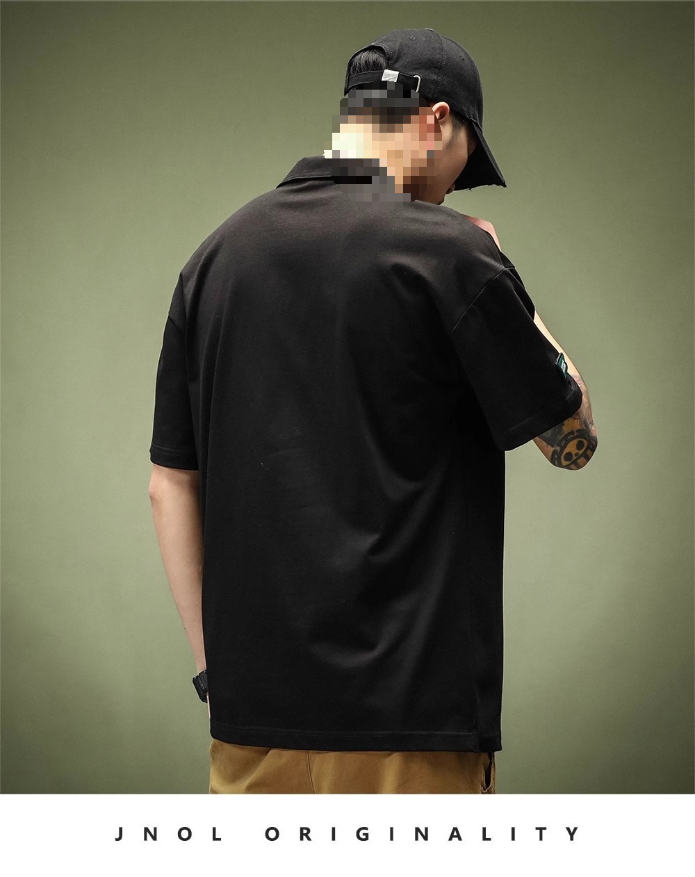 Heavyweight white g foreign trade short-sleeved POLO shirt for men, summer loose, young Paul American design sense, T cross-border black pic 16