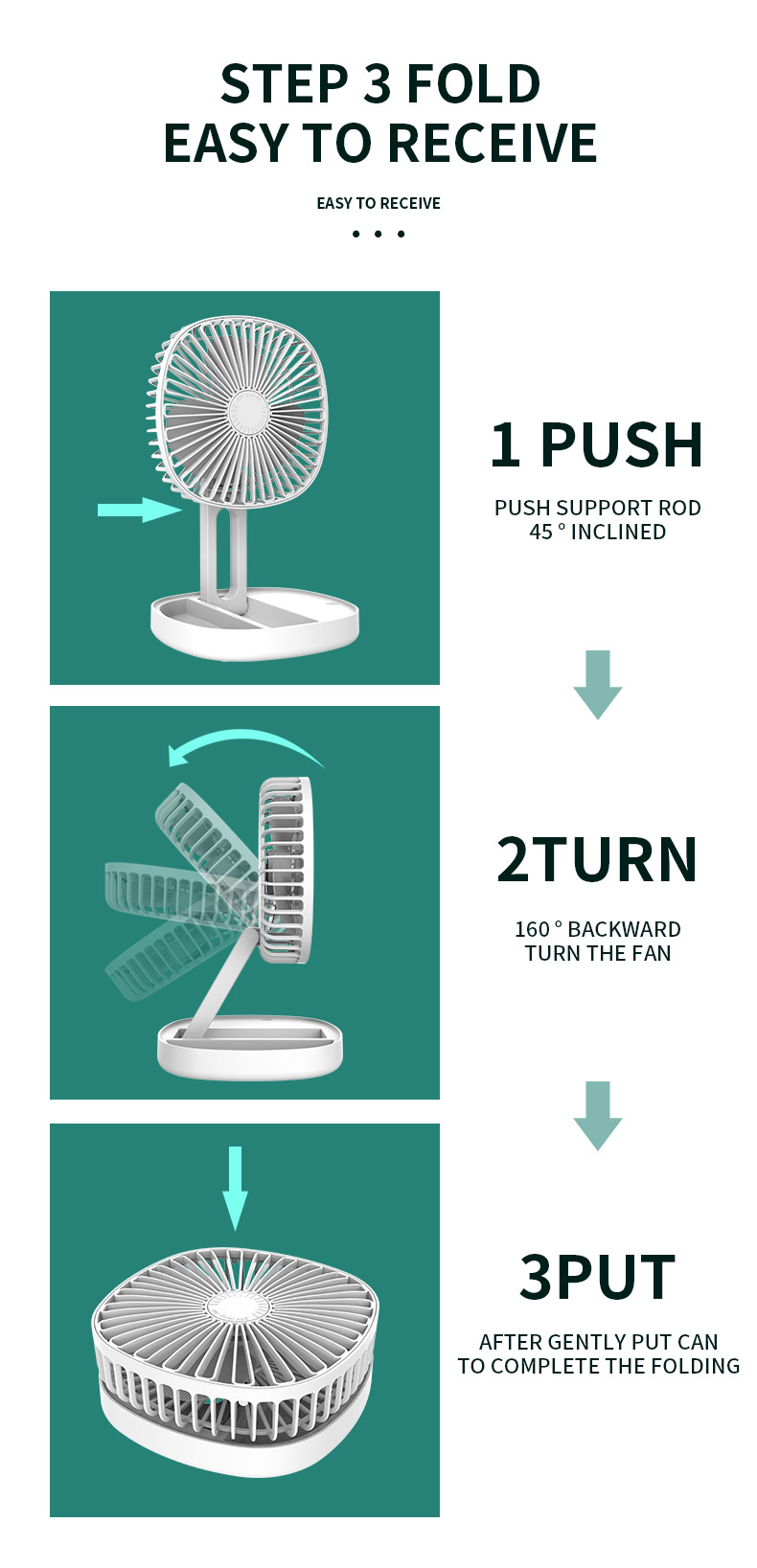 Folding Fan складной вентилятор на третьей скорости, аэродинамический стол на открытом воздухе летом охлаждается ароматический заменитель M141 pic 10
