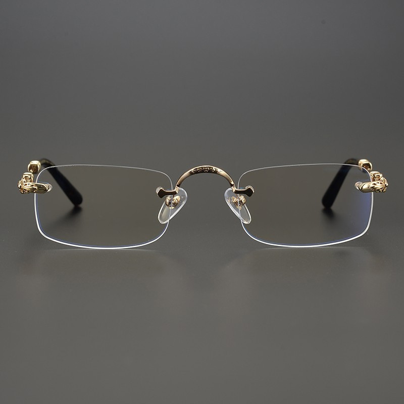 2813wj防蓝光老花镜无框眼镜金属架方形男配近视复古商务金色老花详情2