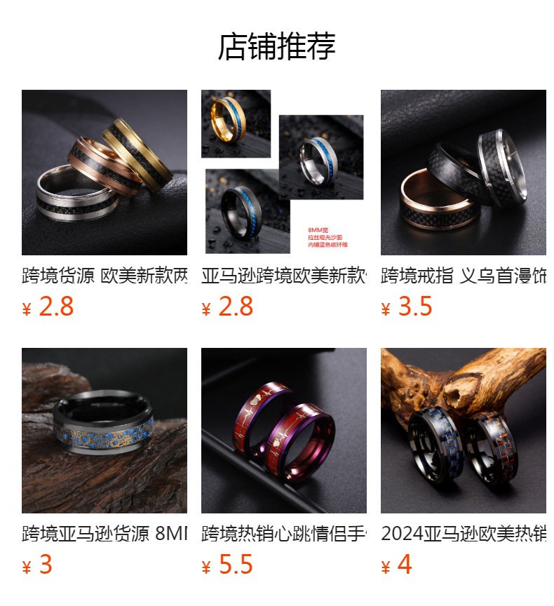 跨境热销 欧美爆款红色碳纤维龙纹戒指 男士饰品批发 工厂手饰详情1