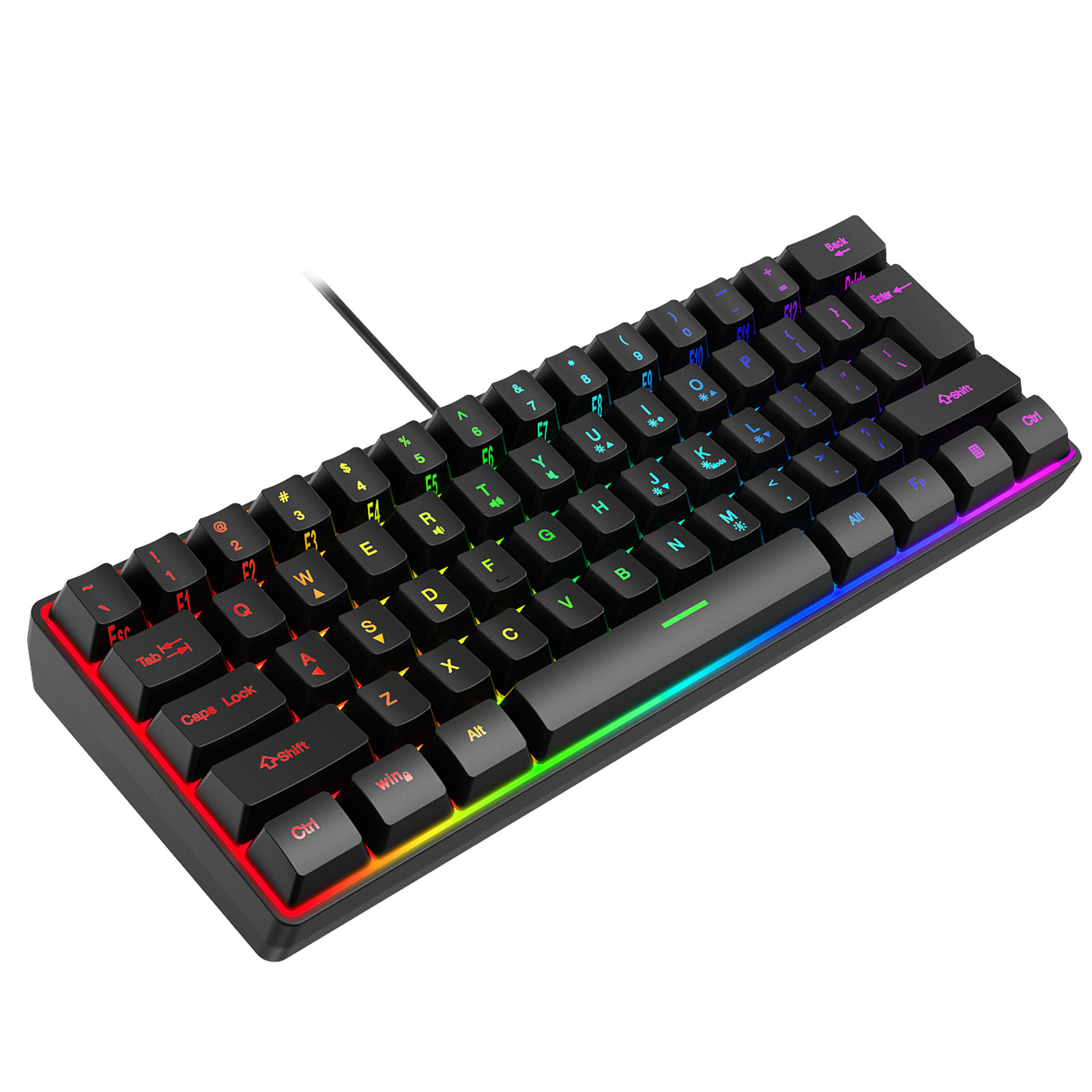 Wholesale and consignment of 61-key Yunguoguo k401 notebook desktop wired gaming small keyboard RGB illuminated keyboard pic 18