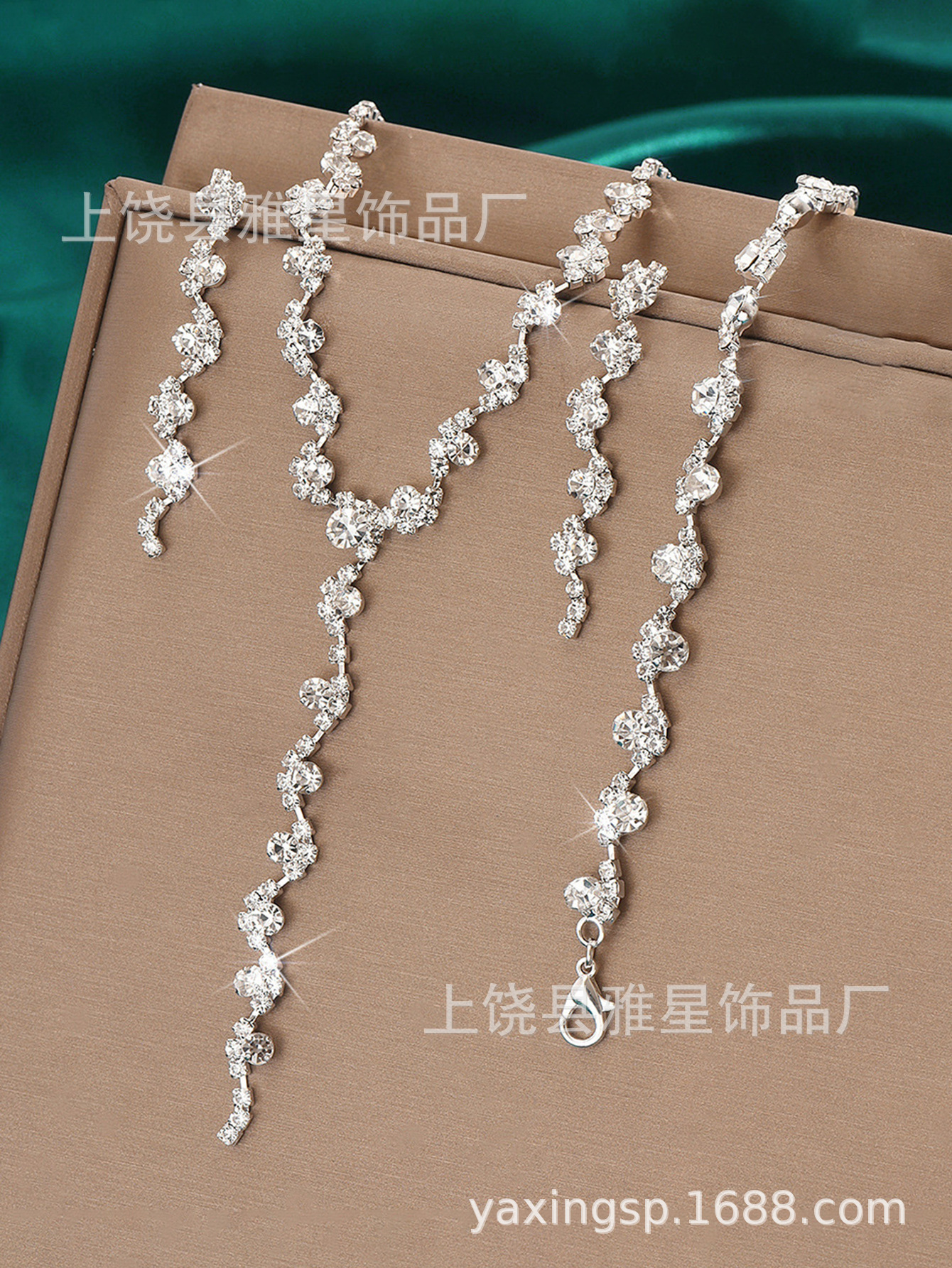 Nuevo producto explosiva novia europa y Estados Unidos cross-border jewelry wholesale/brilliant strass zircon angel tears drop collar ears pic 20