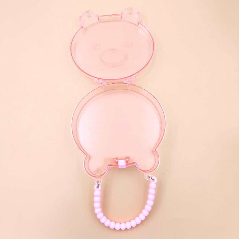 儿童DIY手工塑料透明收纳盒手提盒可爱卡通亚克力玩具盒化妆盒详情8