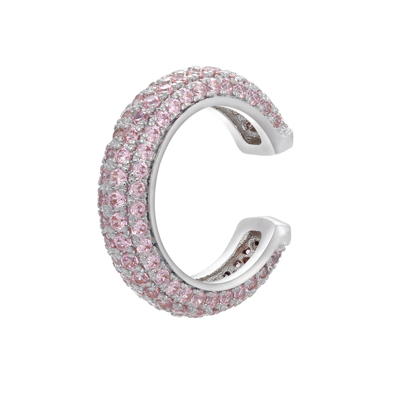 Beaded buckle jewelry, micro-inlaid color diamond ear bone clip, color zirconium simple style ear clip earrings, copper 18K gold-plated VE131 pic 22