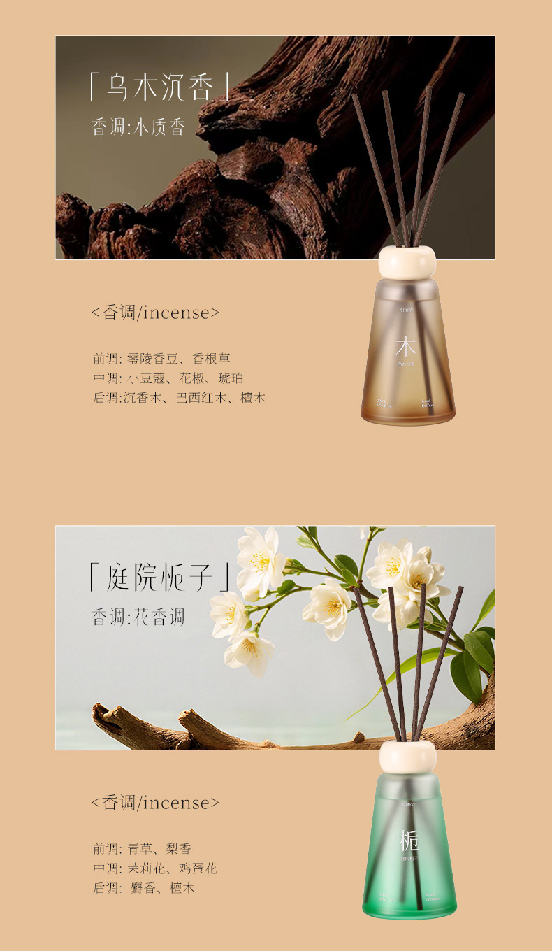 醇香苦咖无火藤条香薰摆件高级卧室家用室内浴室持久清香香氛详情12