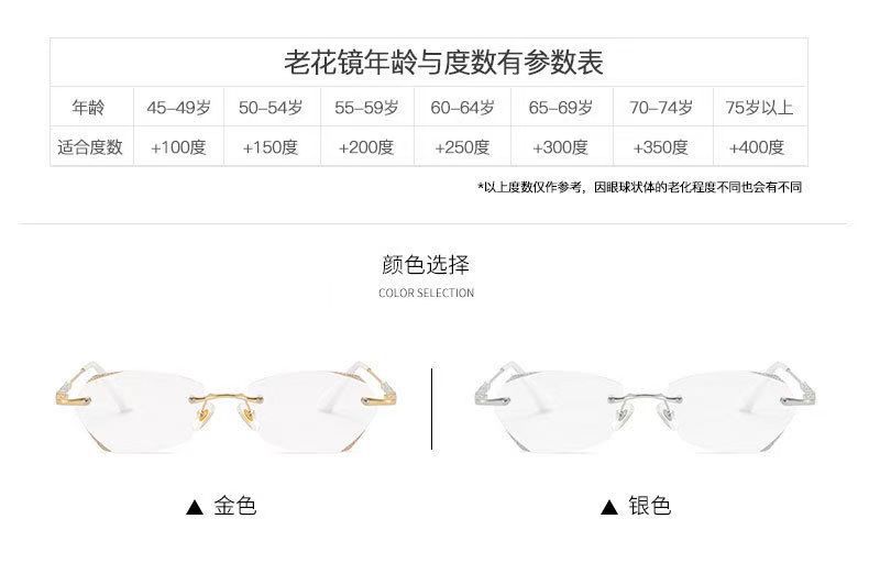 New light luxury frameless anti-blue light reading glasses for women: Light luxury, fashionable, elegant, youthful and eye-protecting reading glasses pic 12