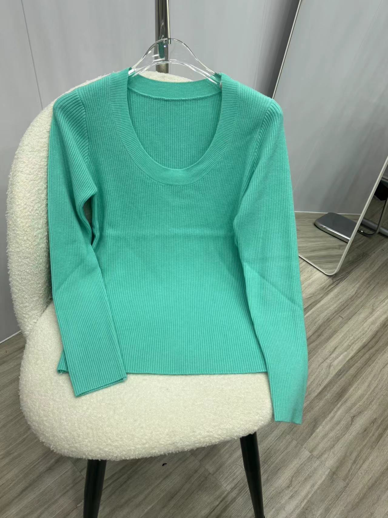 U领针织衫女韩国东大门露锁骨修身纯色安迪绒打底衫安迪绒长袖衫详情14