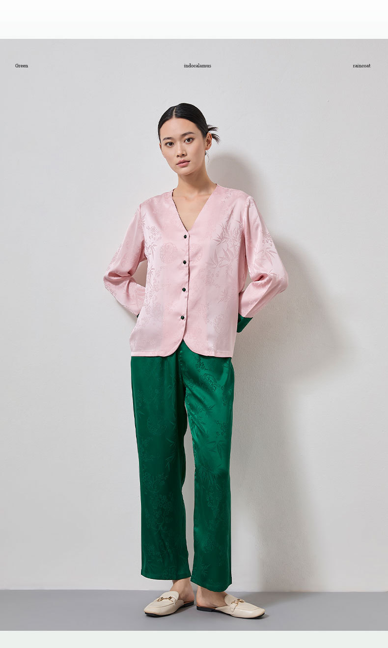 Yao ting nuevo estilo chino primavera y otoño manga larga estilo nacional cardigan para mujeres ropa de hogar simple casual cuello V holgado satén 3357 pic 7