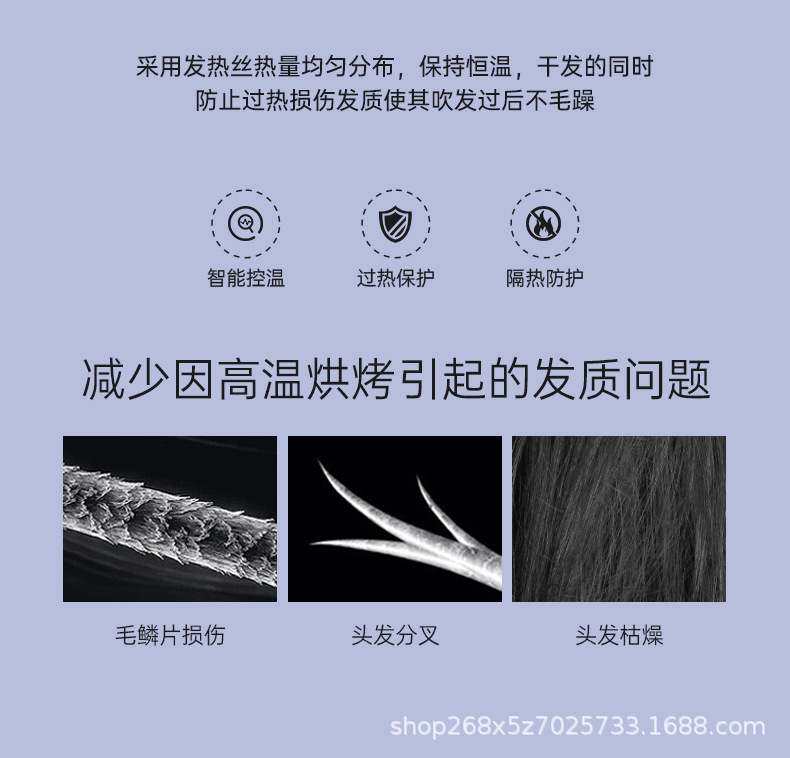 新款跨境大风力电吹风可折叠家用恒温不伤发大功率发廊专用吹风机详情11