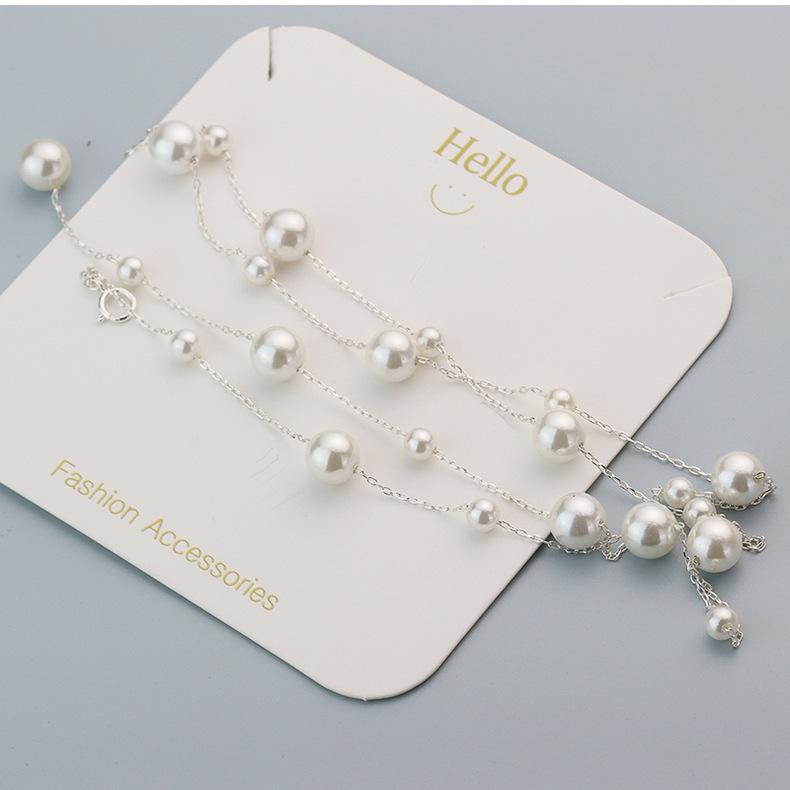 The new 925 silver Starry Sky pearl necklace for women is versatile and can be worn multiple times. It is a round autumn and winter sweater chain that does not fade pic 35