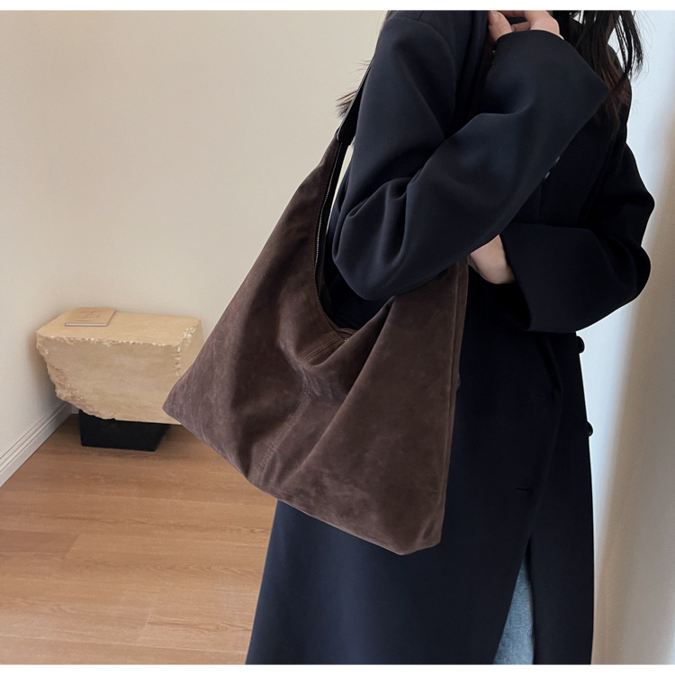 Retro matte tote bag, autumn and winter bag, commuter underarm bag, large-capacity single-shoulder tote bag, simple single-shoulder bag for women pic 42