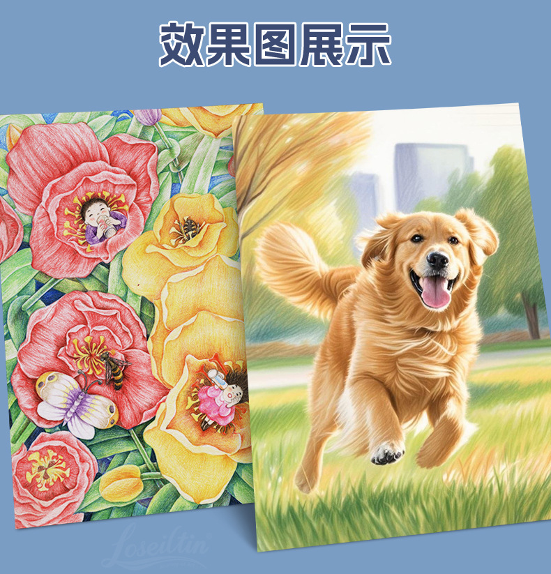 洛斯汀跨境亚马逊水溶性彩铅笔18件套加粗美术绘画儿童涂色涂鸦彩色铅笔详情12