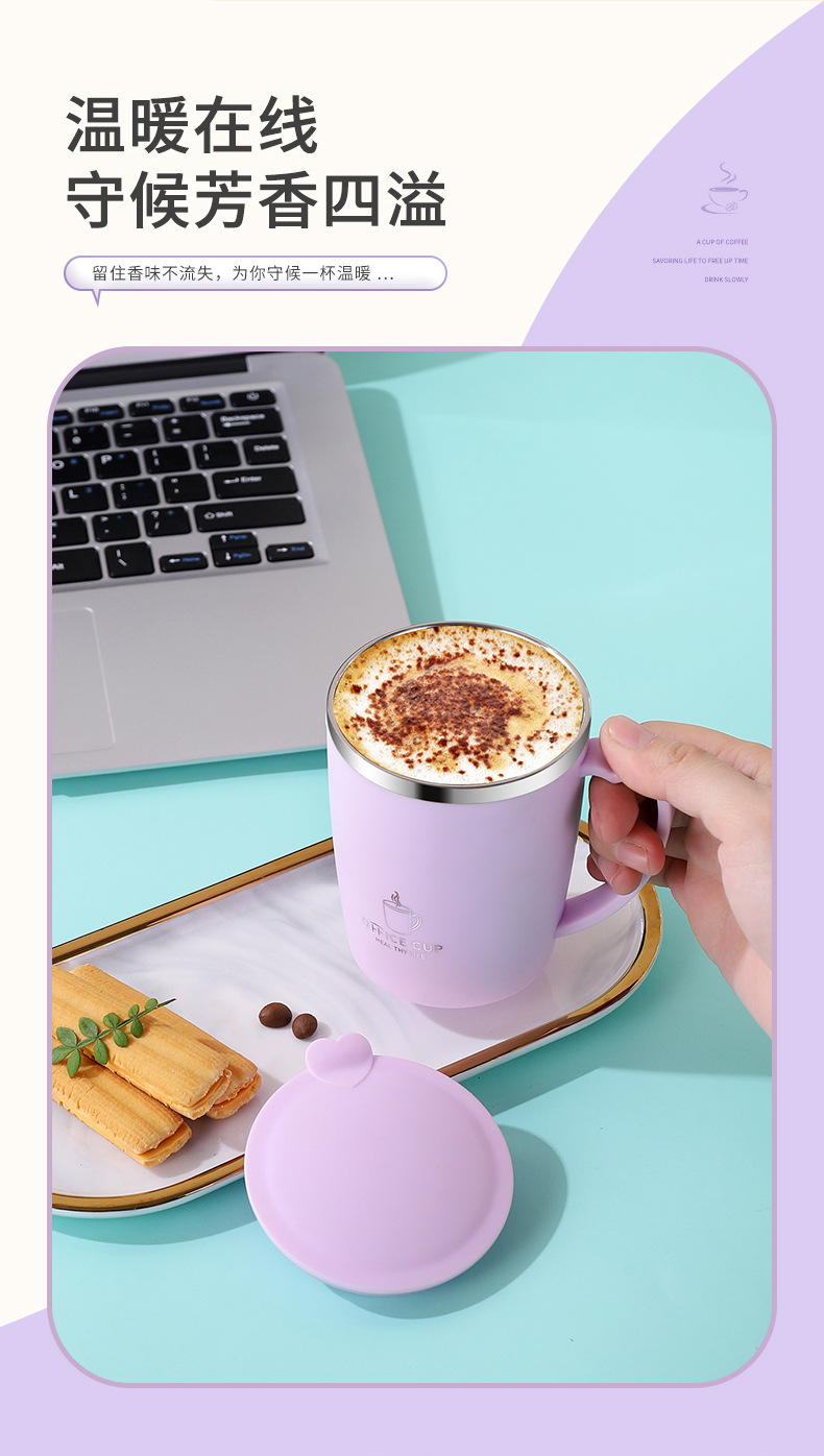 304不锈钢儿童通用口杯防摔带盖杯学生喝水杯办公室马克杯情侣杯详情4