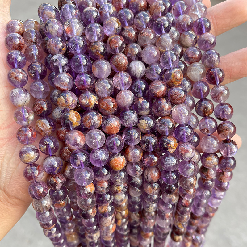 Wholesale of multi-material natural crystal round beads, white crystal, strawberry crystal, hair crystal bracelets, loose beads, diy jewelry accessories, and beads pic 43