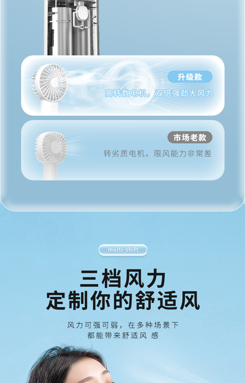 New handheld folding mini fan, usb portable small fan, outdoor office low-frequency fan pic 4