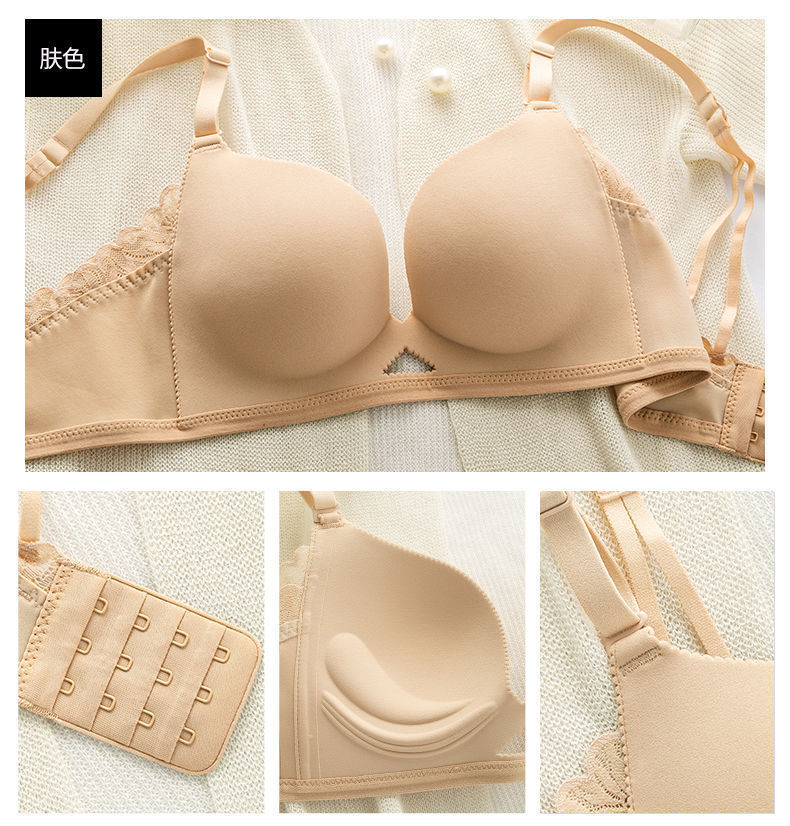 日本镂空轻木棉小胸聚拢显大薄款内衣少女无钢圈无痕调整型文胸罩详情24