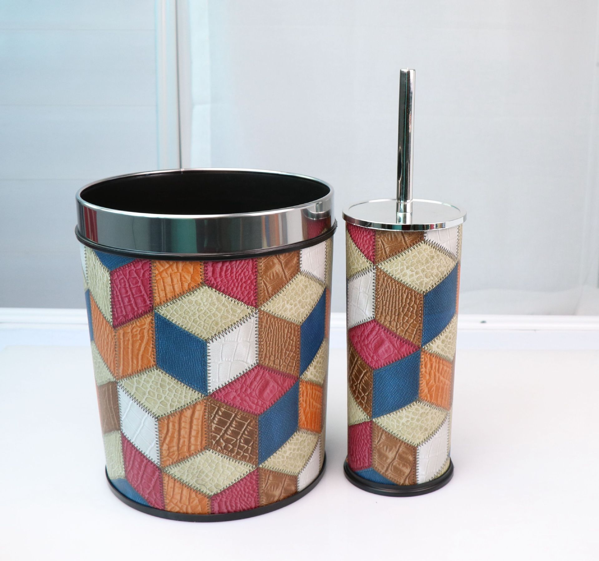 Factory direct supply for export, wholesale leather trash cans without LIDS, household kitchen, bedroom and bathroom foot pedal trash cans pic 5