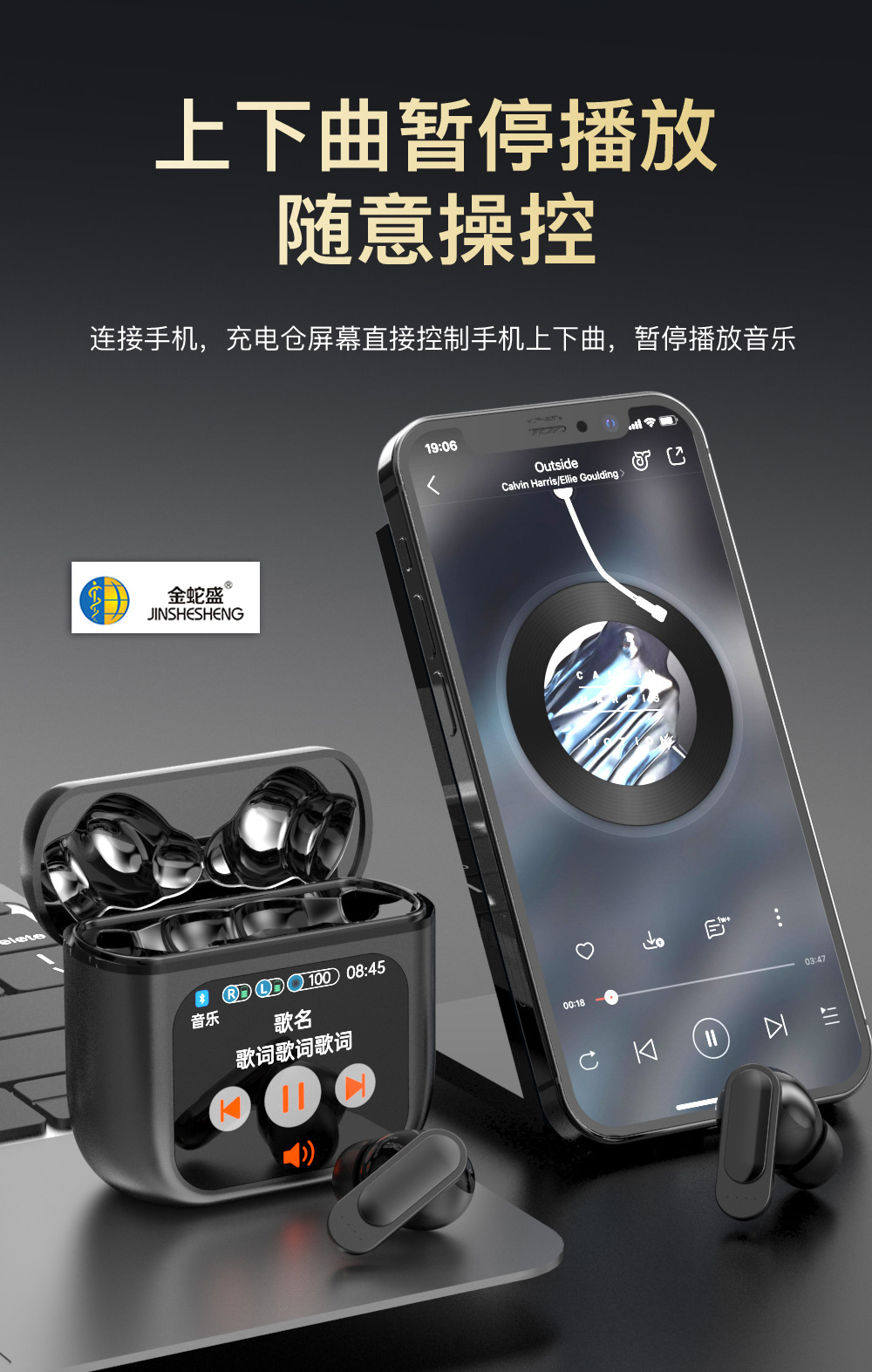 New touchscreen Bluetooth headphones with long-lasting battery life, ANC+ENC intelligent noise cancellation, LED screen in-ear TWS headphones pic 11