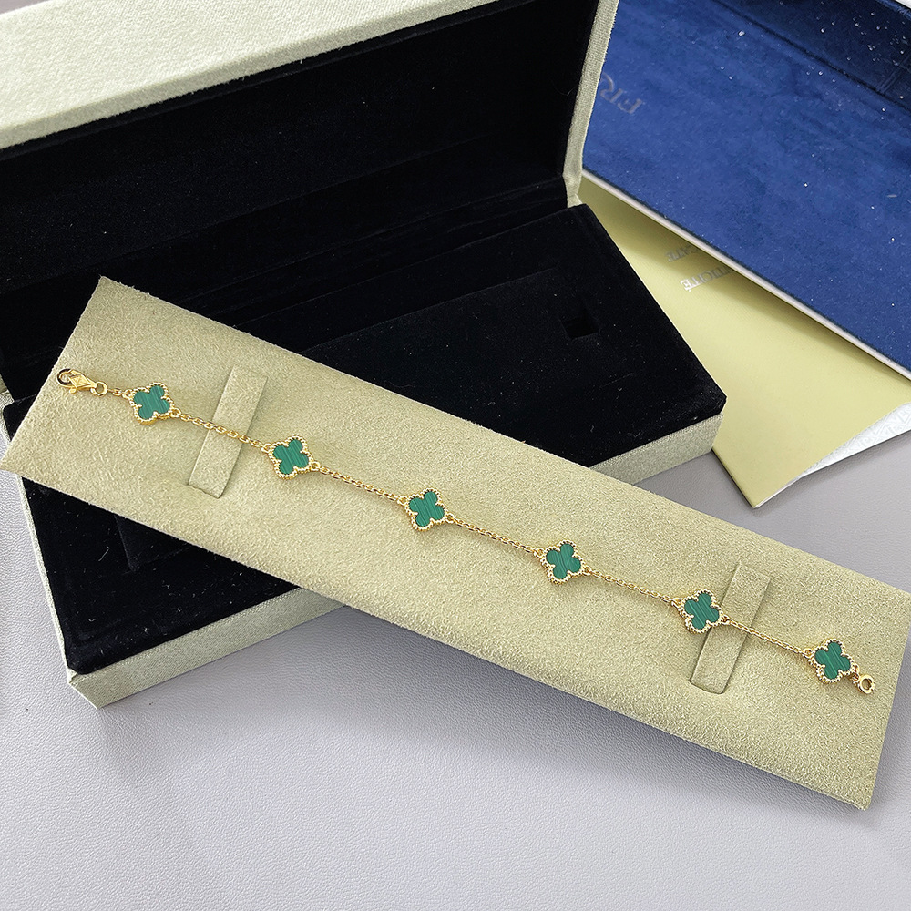 v金高版本厚镀18k金迷你五花六花四叶草手链不掉色高级感红玛瑙详情38