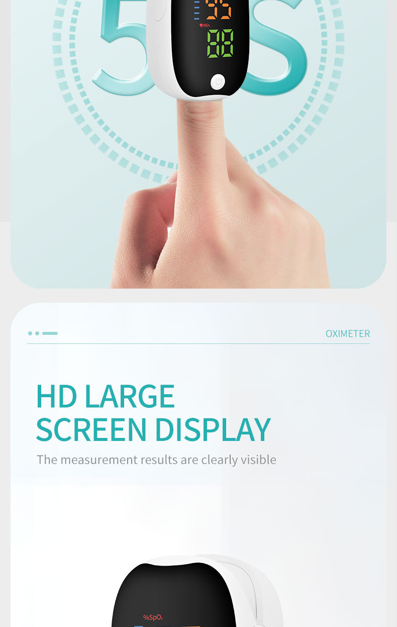 血氧仪手指夹式医用测血氧饱和度心率检测家用指脉氧仪脉搏详情9