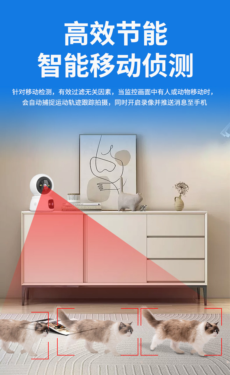 跨境双镜头监控摄像头全景夜视高清家用无线WiFi摄像机联动摇头机详情13