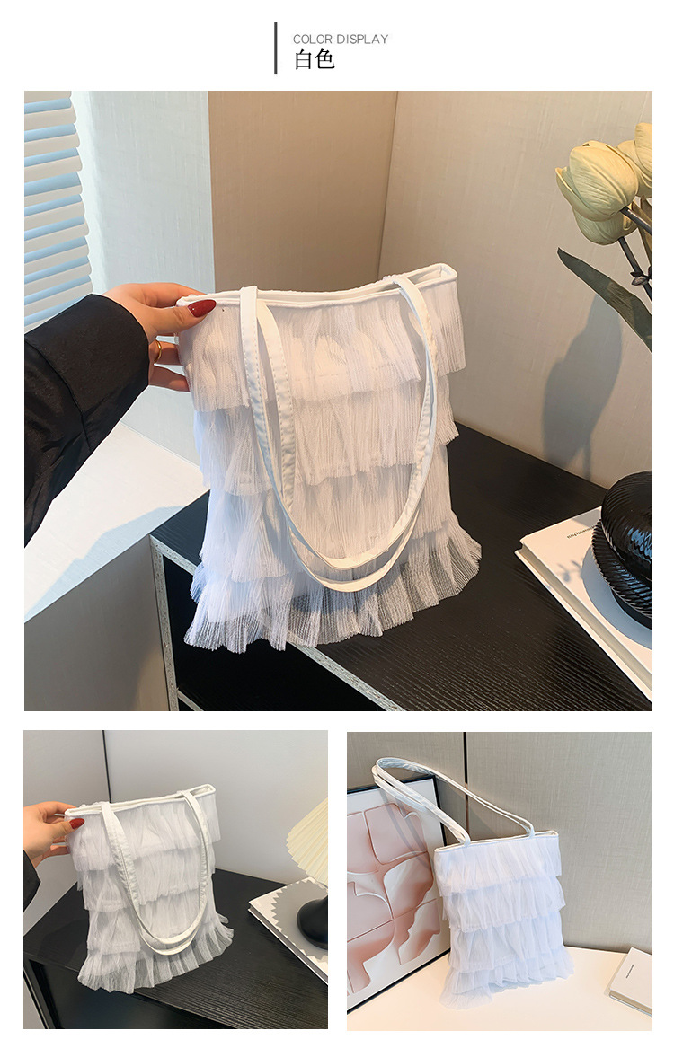 跨境蕾丝包软纱裙子包夏天小清新裙边褶皱蛋糕裙女包腋下单肩包女手提包详情10