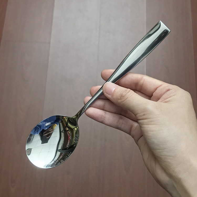 不锈钢圆勺 家用吃饭勺子调羹饭店拌饭勺喝汤勺多用餐勺圆头勺子详情4