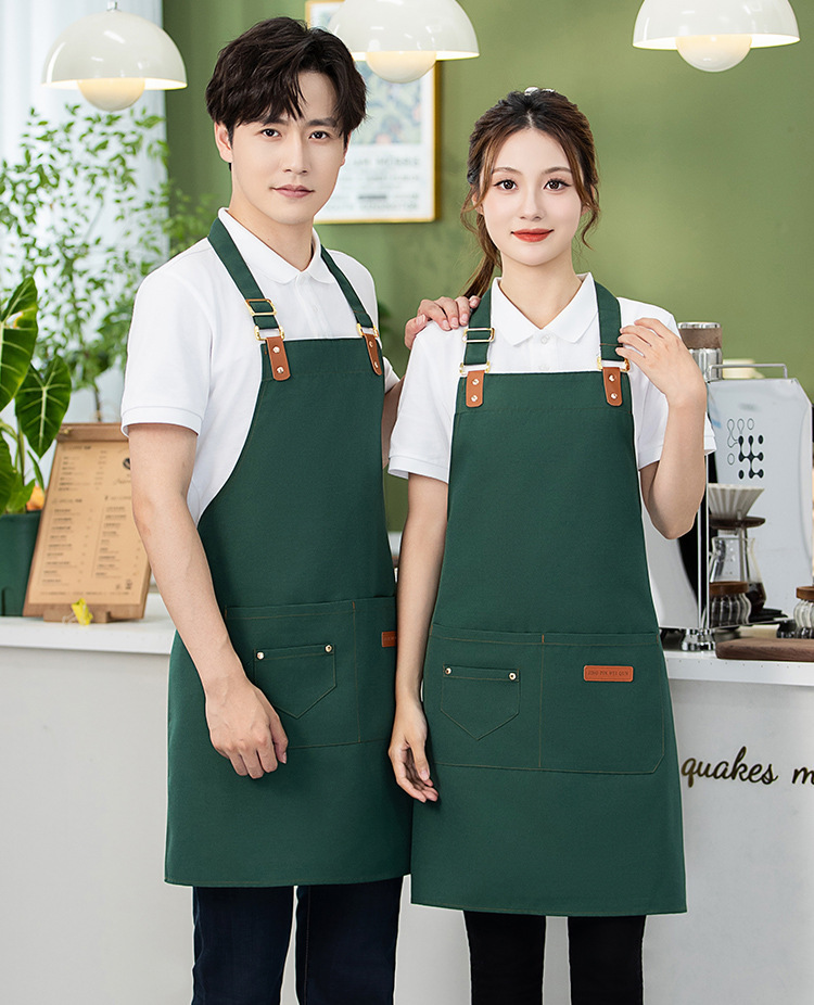 帆布围裙logo印字美甲烘焙咖啡奶茶店理发师防水防污耐穿的工作服详情25