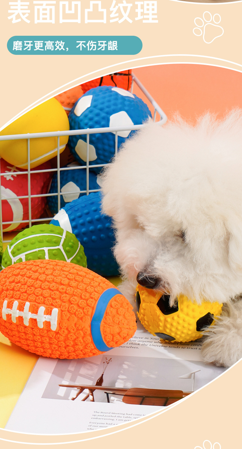 Latex toys, sound-making high-elastic cotton-filled latex pet football, sound-making football, dog teething toy ball pic 6